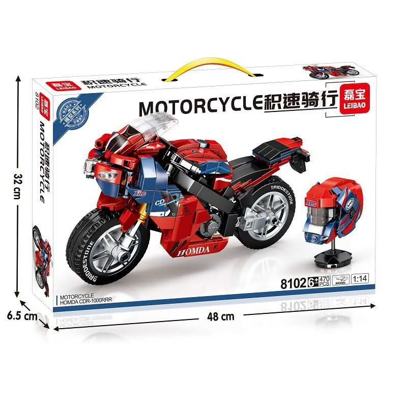 LEIBAO 8102 non Lego HONDA CDR-1000RR 1:14 tỷ lệ 1:14 bộ đồ chơi xếp lắp ráp ghép mô hình Motorcycle Motorbike MOTORCYCLE HONDA CDR-1000RRR Xe Hai Bánh 470 khối