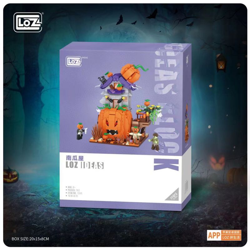 LOZ 1249 non  NHÀ BÍ NGÔ bộ đồ chơi xếp lắp ráp ghép mô hình Halloween Lễ Hội Hóa Trang Ma Quỷ 762 khối