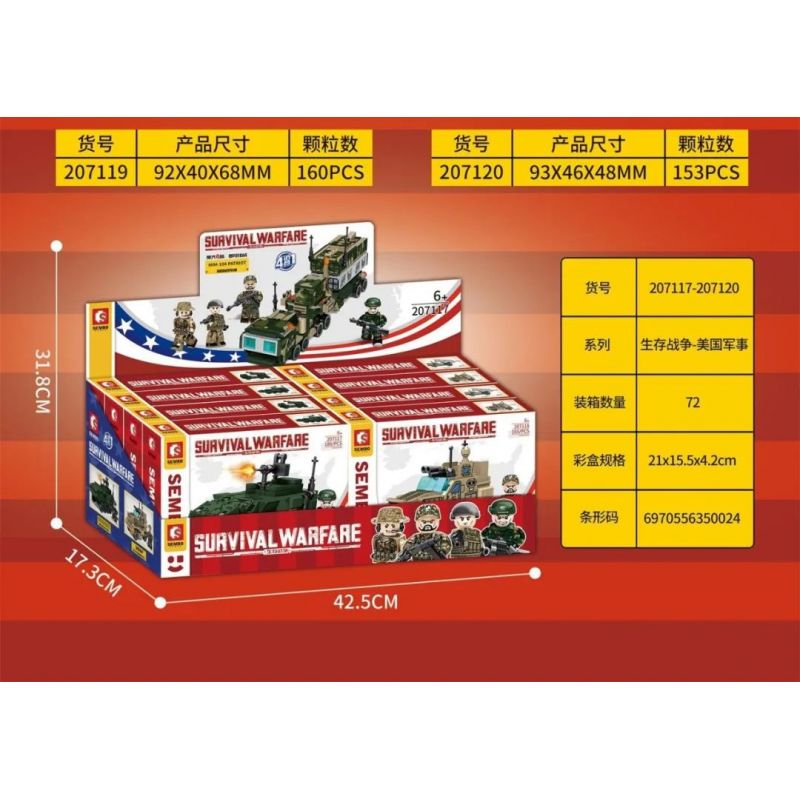 SEMBO 207120 207117 207118 207119 non  QUÂN ĐỘI HOA KỲ 4 MÔ HÌNH bộ đồ chơi xếp lắp ráp ghép mô hình Military Army SURVIVAL WARFARE Quân Sự Bộ Đội 658 khối