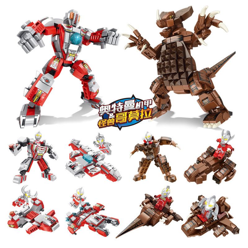 PanlosBrick 690024 Panlos Brick 690024 non  ULTRAMAN MECHA & MONSTER GOMORA 8 SỰ KẾT HỢP THẾ HỆ ĐẦU TIÊN ACE FATHER ZOFI JACK TARO SEVEN MOTHER VÀ bộ đồ chơi xếp lắp ráp ghép mô hình Vệ Binh Vũ Trụ Siêu Nhân Điện Quang