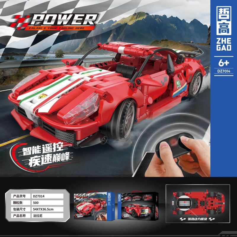 ZHEGAO DZ7014 7014 non  FERRARI 488 bộ đồ chơi xếp lắp ráp ghép mô hình  Kỹ Thuật Công Nghệ Cao Mô Hình Phương Tiện 500 khối