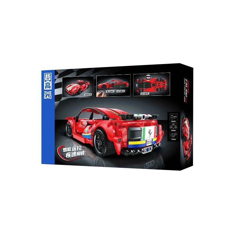 ZHEGAO DZ7014 7014 non  FERRARI 488 bộ đồ chơi xếp lắp ráp ghép mô hình  Kỹ Thuật Công Nghệ Cao Mô Hình Phương Tiện 500 khối