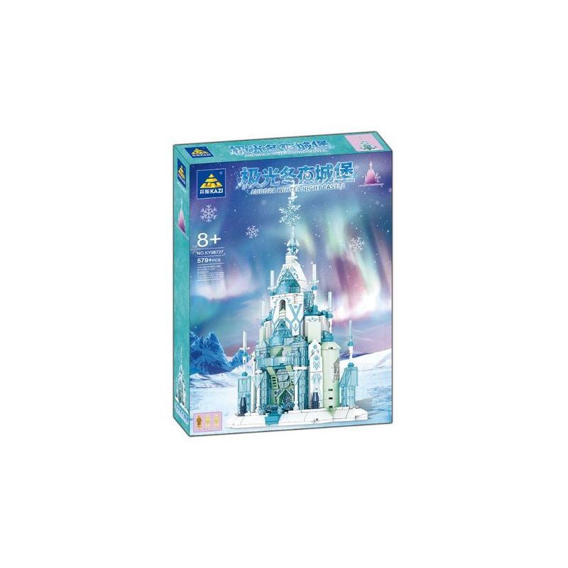 Kazi KY98727 98727 non  LÂU ĐÀI ĐÊM ĐÔNG AURORA bộ đồ chơi xếp lắp ráp ghép mô hình AURORA WINTER NIGHT CASTLE 579 khối