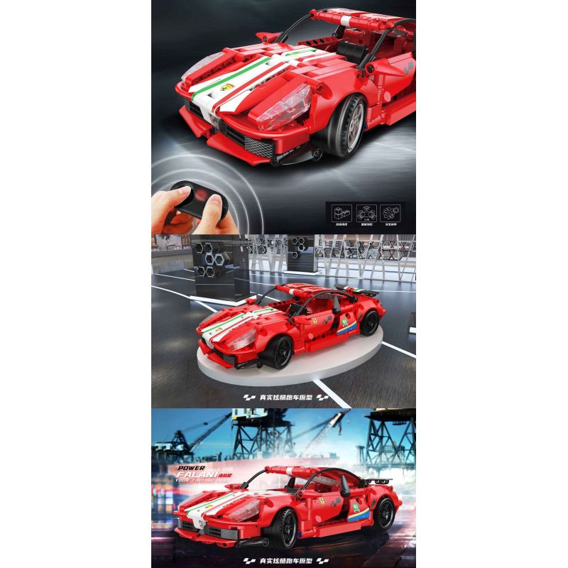 ZHEGAO DZ7014 7014 non  FERRARI 488 bộ đồ chơi xếp lắp ráp ghép mô hình  Kỹ Thuật Công Nghệ Cao Mô Hình Phương Tiện 500 khối