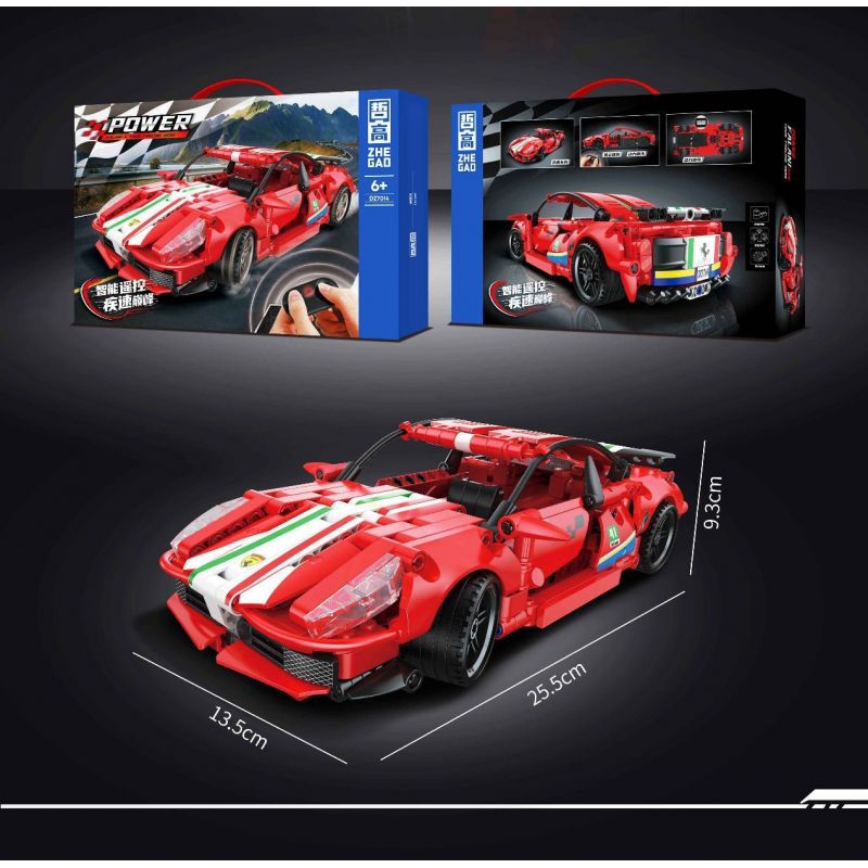 ZHEGAO DZ7014 7014 non  FERRARI 488 bộ đồ chơi xếp lắp ráp ghép mô hình  Kỹ Thuật Công Nghệ Cao Mô Hình Phương Tiện 500 khối