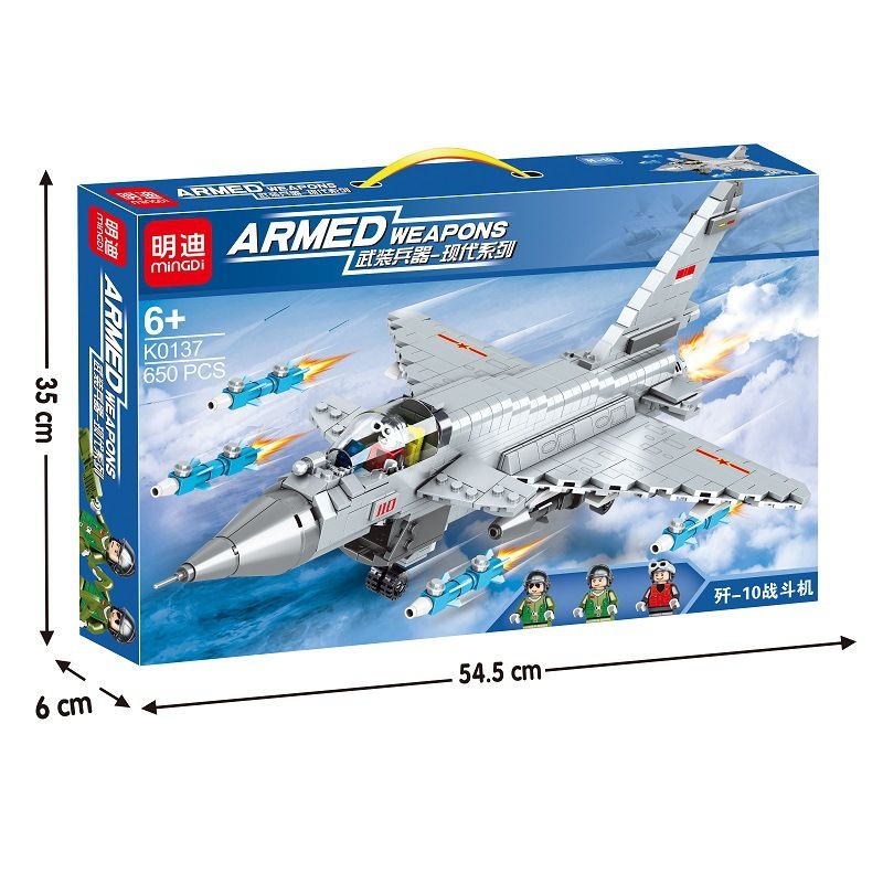 MINGDI K0137 0137 non  MÁY BAY CHIẾN ĐẤU J-10 bộ đồ chơi xếp lắp ráp ghép mô hình Military Army ARMED WEAPONS Quân Sự Bộ Đội 650 khối