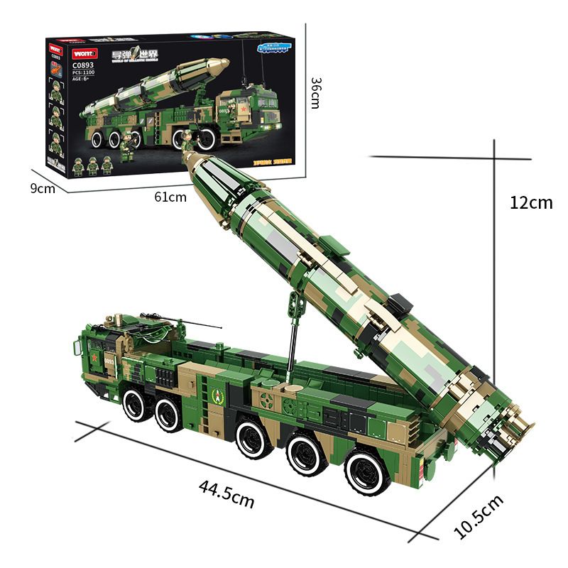 WOMA C0893 0893 non Lego TÊN LỬA CHIẾN LƯỢC ĐẤT ĐỐI TẦM TRUNG THẾ HỆ THỨ HAI DONGFENG-21D bộ đồ chơi xếp lắp ráp ghép mô hình World Of Ballistic Missile Trận Chiến Tên Lửa 1100 khối