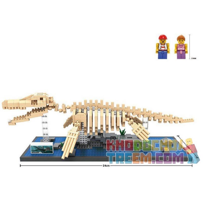 LOZ 9024 Xếp hình kiểu Nanoblock JURASSIC WORLD DINOSAURS Mosasaurus Dinosaur Skeletons Bộ Xương Khủng Long Mosasaurus 740 khối điều khiển từ xa