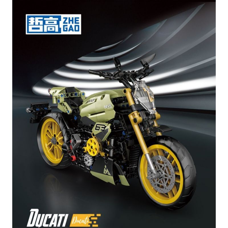 ZHEGAO QJ5184 5184 non  MÔ TÔ QUỶ LỚN DUCATI bộ đồ chơi xếp lắp ráp ghép mô hình Motorcycle Motorbike DUCATI DIAVEL Xe Hai Bánh 756 khối
