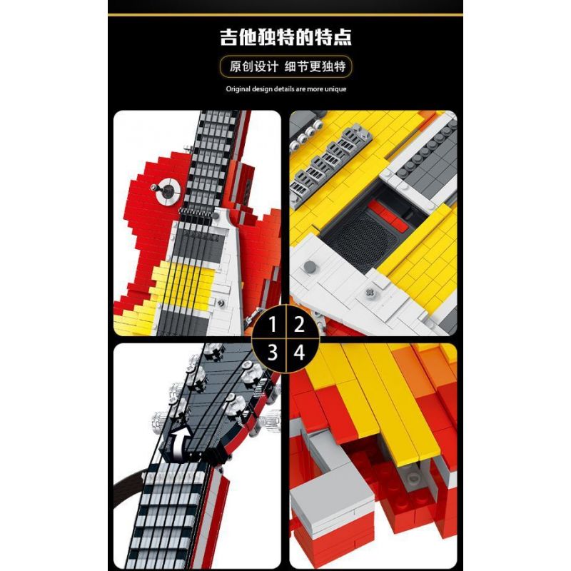 MorkModel 031010 Mork Model 031010 non  ĐÀN GHI TA bộ đồ chơi xếp lắp ráp ghép mô hình Creator Expert FLAME GUITAR Chuyên Gia Sáng Tạo 2502 khối