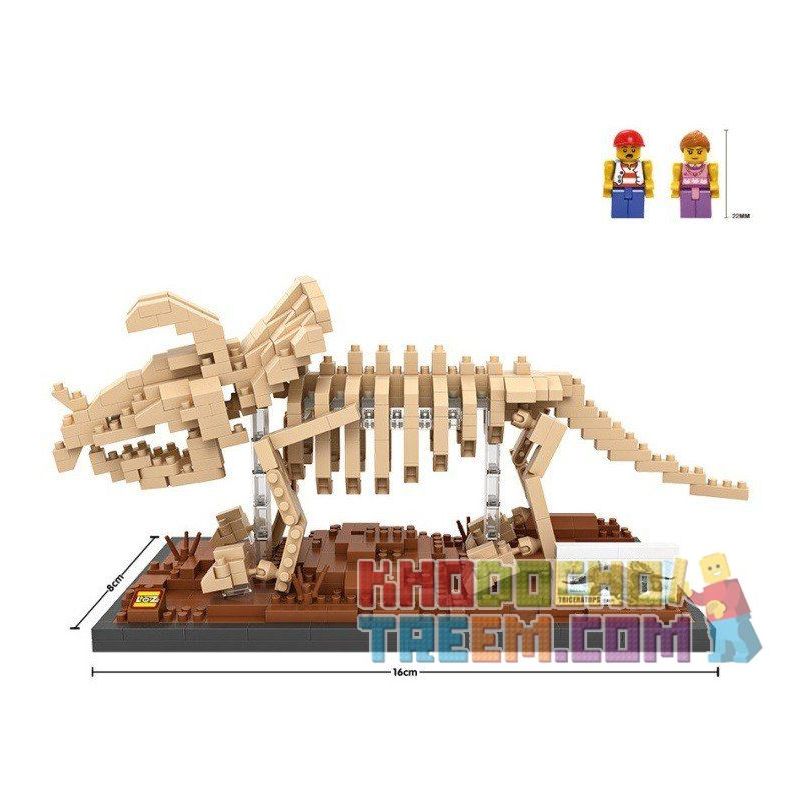LOZ 9025 Xếp hình kiểu Nanoblock JURASSIC WORLD DINOSAURS Triceratops Fossil Dinosaur Skeletons Bộ Xương Khủng Long Hóa Thạch Triceratops 660 khối