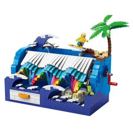 Kazi KY10009 10009 non  HỘP NHẠC MÙA HÈ CỦA NHỮNG CON SÓNG bộ đồ chơi xếp lắp ráp ghép mô hình Arts & Crafts MUSIC BOX 818 khối