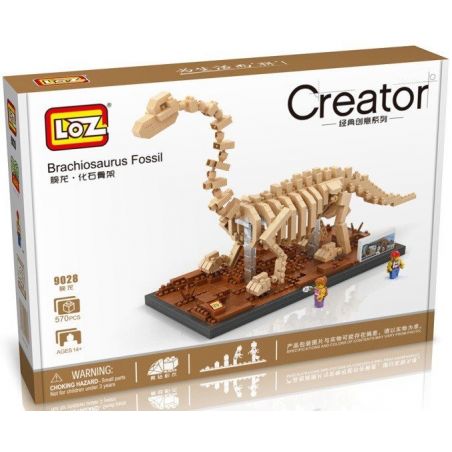 LOZ 9028 Xếp hình kiểu Nanoblock JURASSIC WORLD DINOSAURS Brachiosaurus Fossil Dinosaur Skeletons Bộ Xương Khủng Long Hóa Thạch Brachiosaurus 660 khối