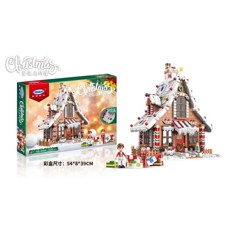 XINGBAO XB-18021 18021 XB18021 non  NGÔI NHÀ BÁNH GỪNG GIÁNG SINH bộ đồ chơi xếp lắp ráp ghép mô hình Christmas 1455 khối
