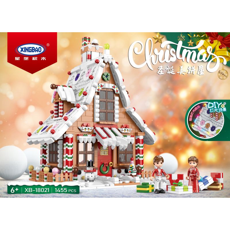 XINGBAO XB-18021 18021 XB18021 non  NGÔI NHÀ BÁNH GỪNG GIÁNG SINH bộ đồ chơi xếp lắp ráp ghép mô hình Christmas 1455 khối
