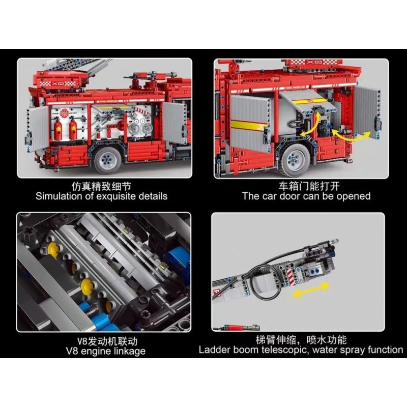 HAPPY BUILD SHINEYU XINYU YC-23004 23004 YC23004 non  SPRINKLER BẮN LỬA 1:10 tỷ lệ 1:10 bộ đồ chơi xếp lắp ráp ghép mô hình  FIRE TRUCK Kỹ Thuật Công Nghệ Cao Mô Hình Phương Tiện 5133 khối