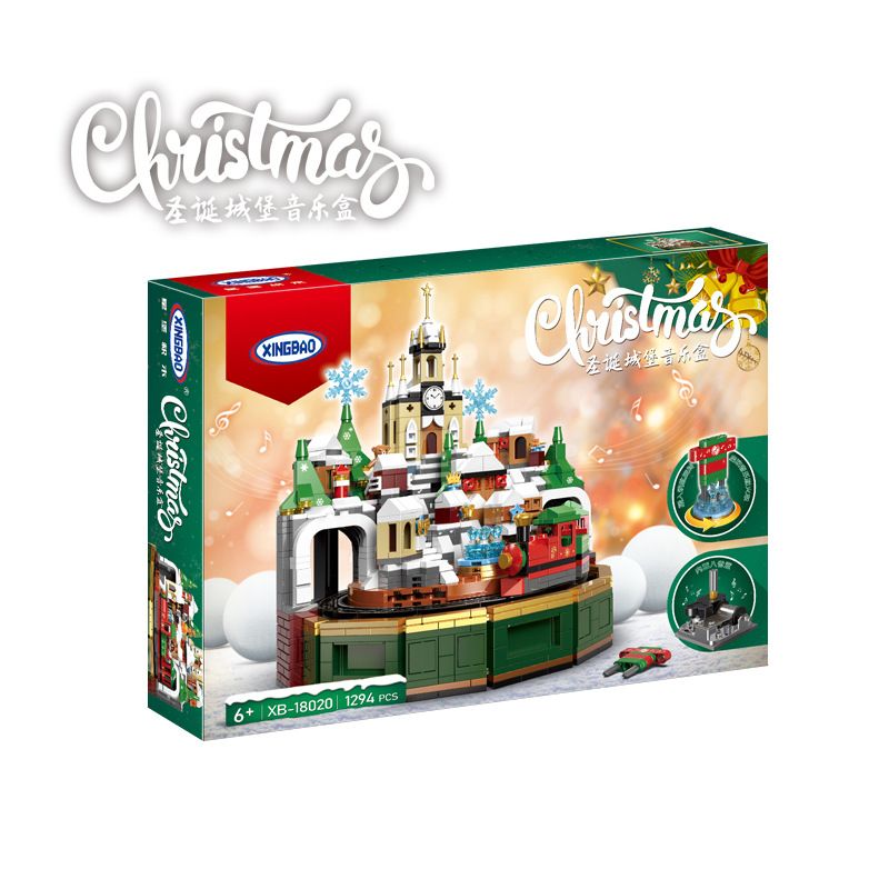 XINGBAO XB-18020 18020 XB18020 non  HỘP NHẠC LÂU ĐÀI GIÁNG SINH bộ đồ chơi xếp lắp ráp ghép mô hình Christmas 1294 khối