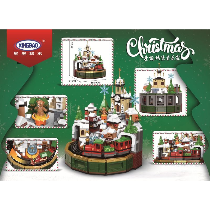 XINGBAO XB-18020 18020 XB18020 non  HỘP NHẠC LÂU ĐÀI GIÁNG SINH bộ đồ chơi xếp lắp ráp ghép mô hình Christmas 1294 khối