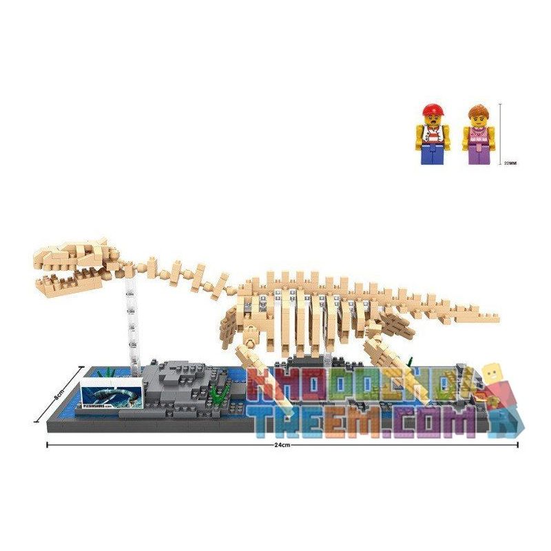 LOZ 9027 Xếp hình kiểu Nanoblock JURASSIC WORLD DINOSAURS Plesiosaurus Fossil Dinosaur Skeletons Bộ Xương Khủng Long Hóa Thạch Plesiosaurus 660 khối