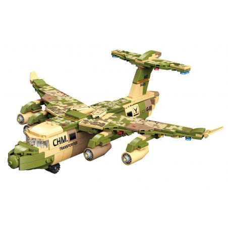 MINGDI K0288 0288 non  MÁY BAY VẬN TẢI TIANYAN A-20E bộ đồ chơi xếp lắp ráp ghép mô hình Military Army A-20E TRANSPORT PLANE Quân Sự Bộ Đội 517 khối