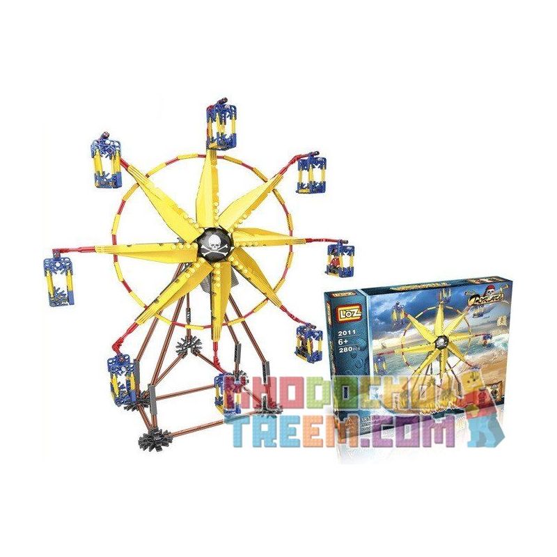 LOZ 2011 Xếp hình kiểu Nanoblock LOZ ELECTRIC AMUSEMENT PARK Electric Amusement Park Ferris Wheel đu Quay Hình Chong Chóng 8 Cánh Có động Cơ Pin 309 khối có động cơ pin