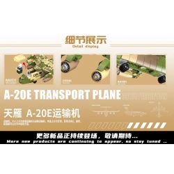 MINGDI K0288 0288 non  MÁY BAY VẬN TẢI TIANYAN A-20E bộ đồ chơi xếp lắp ráp ghép mô hình Military Army A-20E TRANSPORT PLANE Quân Sự Bộ Đội 517 khối