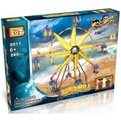 LOZ 2011 Xếp hình kiểu Nanoblock LOZ ELECTRIC AMUSEMENT PARK Electric Amusement Park Ferris Wheel đu Quay Hình Chong Chóng 8 Cánh Có động Cơ Pin 309 khối có động cơ pin
