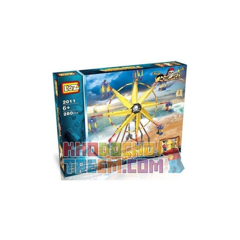 LOZ 2011 Xếp hình kiểu Nanoblock LOZ ELECTRIC AMUSEMENT PARK Electric Amusement Park Ferris Wheel đu Quay Hình Chong Chóng 8 Cánh Có động Cơ Pin 309 khối có động cơ pin