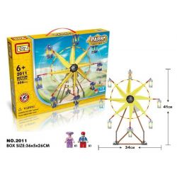 LOZ 2011 Xếp hình kiểu Nanoblock LOZ ELECTRIC AMUSEMENT PARK Electric Amusement Park Ferris Wheel đu Quay Hình Chong Chóng 8 Cánh Có động Cơ Pin 309 khối có động cơ pin