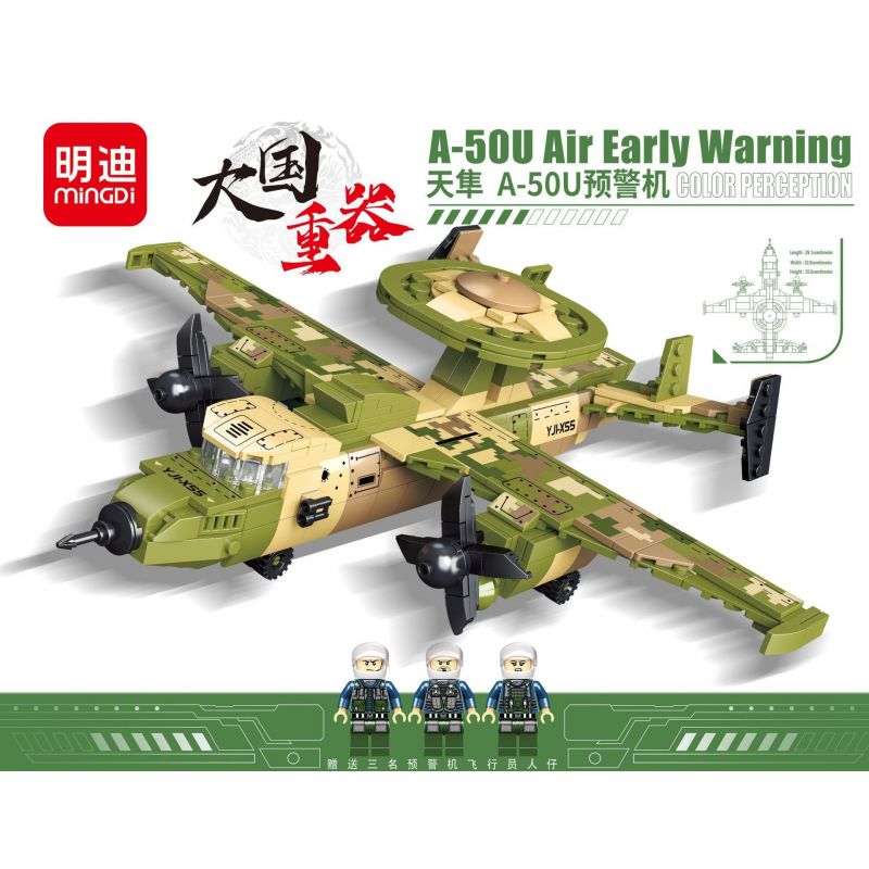 MINGDI K0287 0287 non  MÁY BAY CẢNH BÁO SỚM SKYHAWK A-50U bộ đồ chơi xếp lắp ráp ghép mô hình Military Army A-50U AIR EARLY WARNING Quân Sự Bộ Đội 517 khối
