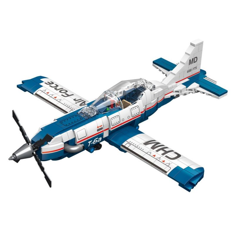 MINGDI K0286 0286 non Lego MÁY BAY HUẤN LUYỆN SKYHAWK T-6A bộ đồ chơi xếp lắp ráp ghép mô hình Military Army T-6A TRAINING AIRCRAFT Quân Sự Bộ Đội 524 khối