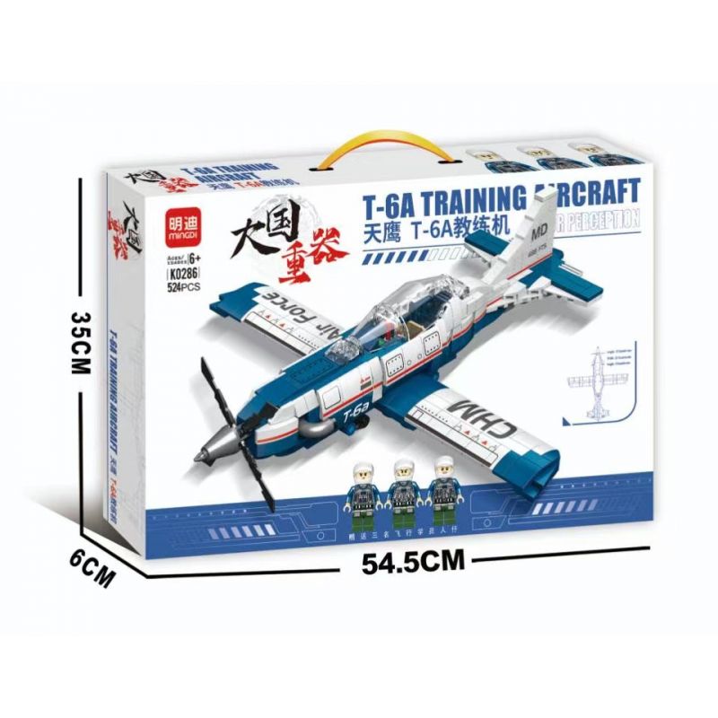 MINGDI K0286 0286 non  MÁY BAY HUẤN LUYỆN SKYHAWK T-6A bộ đồ chơi xếp lắp ráp ghép mô hình Military Army T-6A TRAINING AIRCRAFT Quân Sự Bộ Đội 524 khối