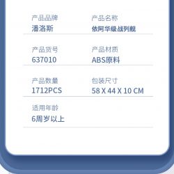 PanlosBrick 637010 Panlos Brick 637010 non  VẢI WAA BATTLESHIP. bộ đồ chơi xếp lắp ráp ghép mô hình Military Army IOWA CLASS BATTLESHIP Quân Sự Bộ Đội 1703 khối