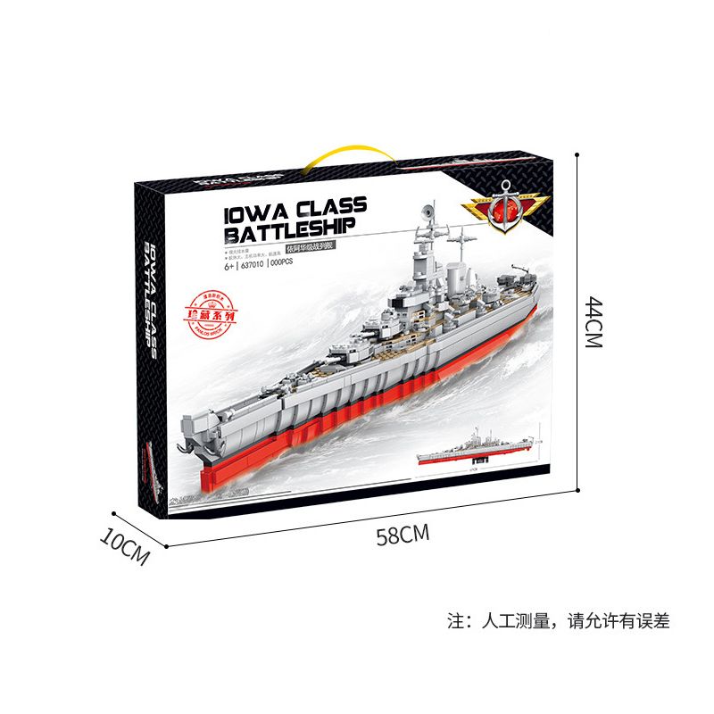 PanlosBrick 637010 Panlos Brick 637010 non  VẢI WAA BATTLESHIP. bộ đồ chơi xếp lắp ráp ghép mô hình Military Army IOWA CLASS BATTLESHIP Quân Sự Bộ Đội 1703 khối