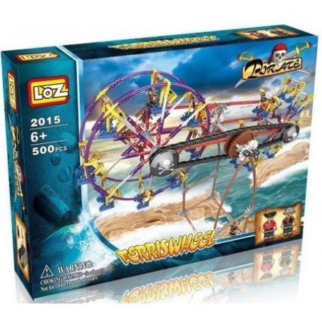 LOZ 2015 Xếp hình kiểu Nanoblock LOZ ELECTRIC AMUSEMENT PARK Electric Amusement Park Fantastic Ferris Wheel đu Quay 2 Bánh Xe Siêu Tốc động Cơ Pin 599 khối có động cơ pin