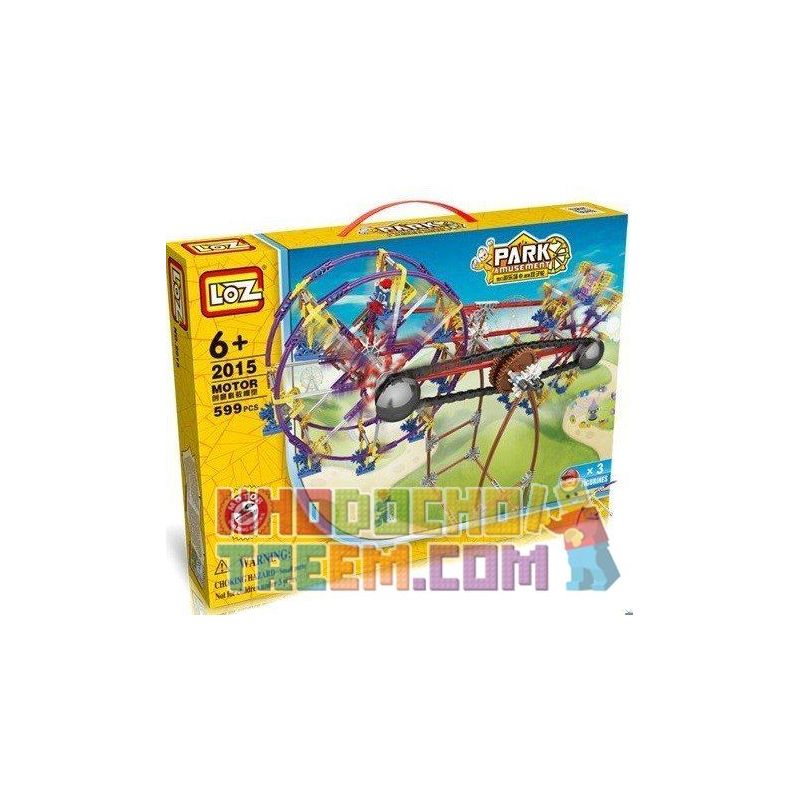 LOZ 2015 Xếp hình kiểu Nanoblock LOZ ELECTRIC AMUSEMENT PARK Electric Amusement Park Fantastic Ferris Wheel đu Quay 2 Bánh Xe Siêu Tốc động Cơ Pin 599 khối có động cơ pin