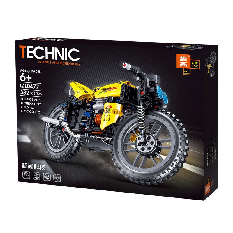 ZHEGAO QL0477 0477 non  XE MÁY YINXIN bộ đồ chơi xếp lắp ráp ghép mô hình  COMPETITIVE MOTORCTCLE Kỹ Thuật Công Nghệ Cao Mô Hình Phương Tiện 382 khối