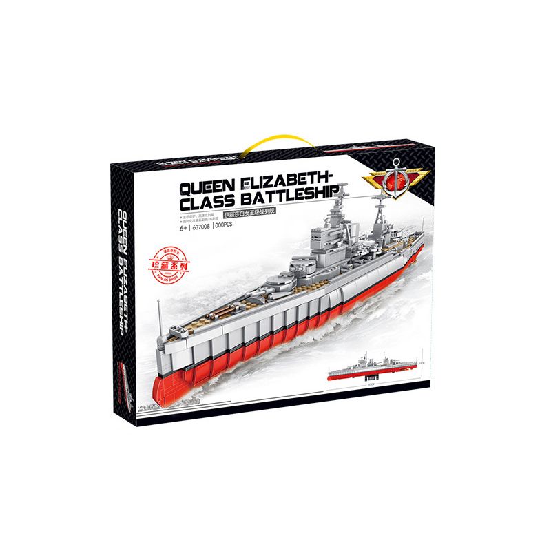 PanlosBrick 637008 Panlos Brick 637008 non  ELIZABETH NỮ HOÀNG GIÁ bộ đồ chơi xếp lắp ráp ghép mô hình Military Army QIEEN ELIZABETH-CLASS BATTLESHIP Quân Sự Bộ Đội 1556 khối