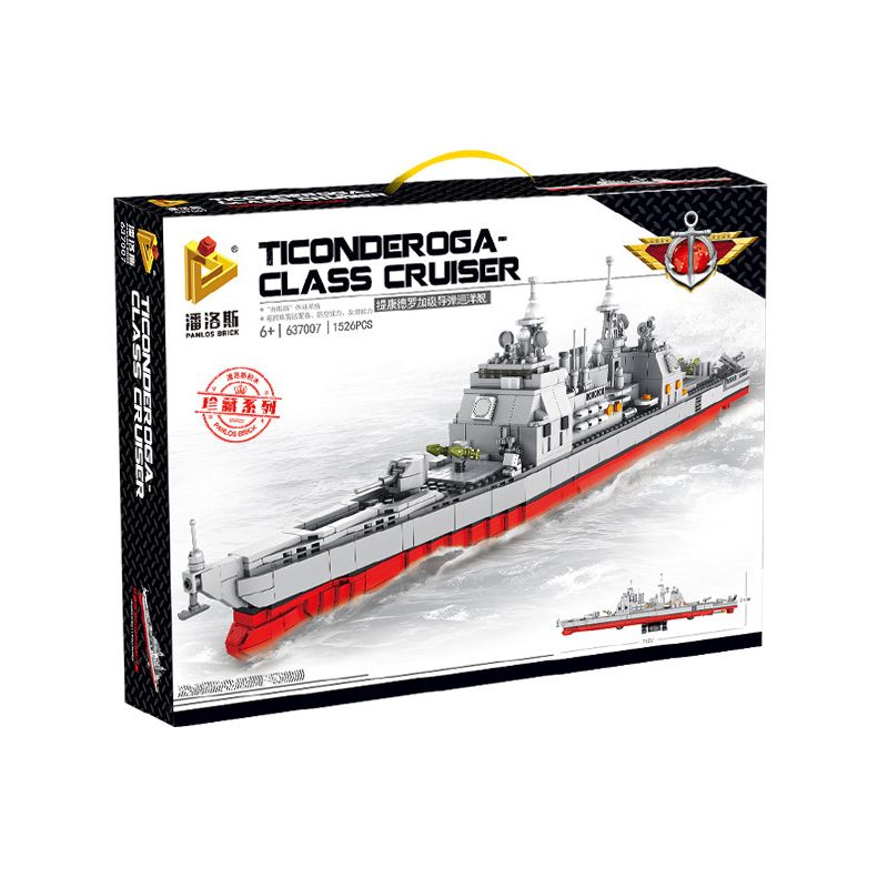 PanlosBrick 637007 Panlos Brick 637007 non  TÀU TUẦN DƯƠNG TÊN LỬA TIKINDRO CỘNG VỚI bộ đồ chơi xếp lắp ráp ghép mô hình Military Army TICONDEROGA-CLASS CRUISER Quân Sự Bộ Đội 1513 khối