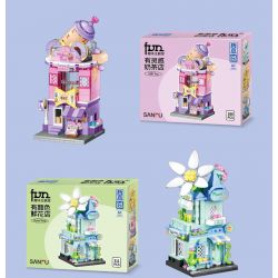 ZHEGAO GZ6118 6118 non  4 LOẠI NGÔI NHÀ THEO CHỦ ĐỀ VUI NHỘN CỦA SANFU QUÁN TRÀ SỮA LẤY CẢM HỨNG CỬA HÀNG HOA ĐẦY MÀU SẮC CÀ PHÊ MÈO DỄ THƯƠNG VÀ TIỆM BÁNH TÌNH YÊU bộ đồ chơi xếp lắp ráp ghép mô hình 1171 khối