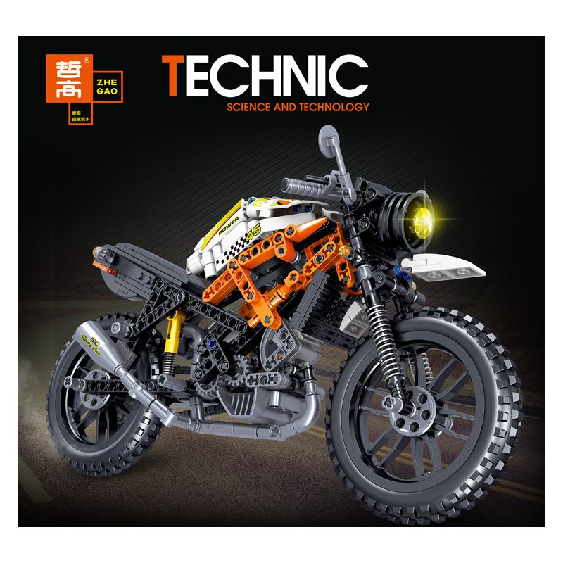 ZHEGAO QL0482 0482 non  XE MÁY ZHIBA bộ đồ chơi xếp lắp ráp ghép mô hình  COMPETITIVE MOTORCTCLE Kỹ Thuật Công Nghệ Cao Mô Hình Phương Tiện 477 khối