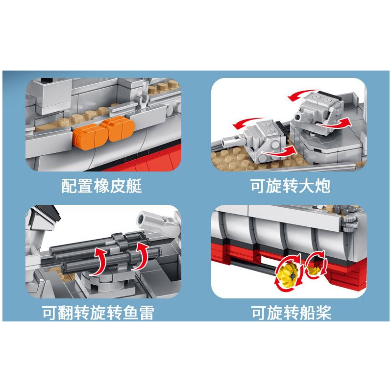 PanlosBrick 637006 Panlos Brick 637006 non  FLETCHER KẺ HỦY DIỆT. bộ đồ chơi xếp lắp ráp ghép mô hình Military Army FLETCHER-CLASS DESTROYER Quân Sự Bộ Đội 1331 khối