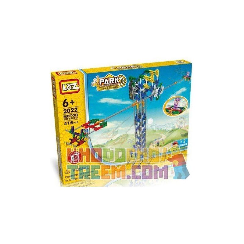 LOZ 2022 P0004 0004 Xếp hình kiểu Nanoblock LOZ ELECTRIC AMUSEMENT PARK Electric Amusement Park Whirly Propeller Giant Circle đu Văng 2 Cánh động Cơ Pin 416 khối có động cơ pin