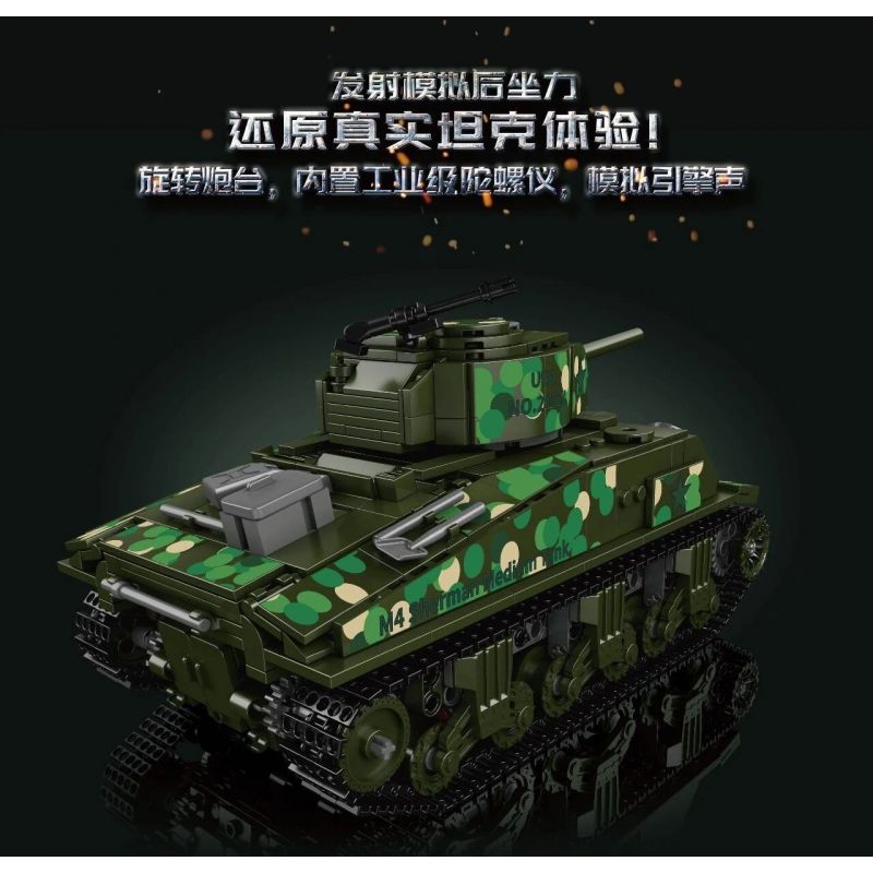 MouldKing 20024 Mould King 20024 non  XE TĂNG SHERMAN M4 bộ đồ chơi xếp lắp ráp ghép mô hình Military Army SHERMAN TANK Quân Sự Bộ Đội