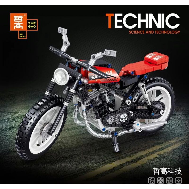 ZHEGAO QL0480 0480 non  XE MÁY CHIJUE bộ đồ chơi xếp lắp ráp ghép mô hình  COMPETITIVE MOTORCTCLE Kỹ Thuật Công Nghệ Cao Mô Hình Phương Tiện 387 khối