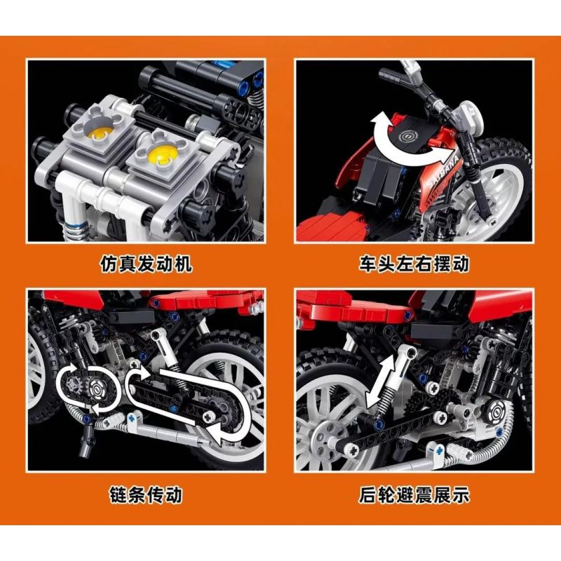 ZHEGAO QL0480 0480 non  XE MÁY CHIJUE bộ đồ chơi xếp lắp ráp ghép mô hình  COMPETITIVE MOTORCTCLE Kỹ Thuật Công Nghệ Cao Mô Hình Phương Tiện 387 khối