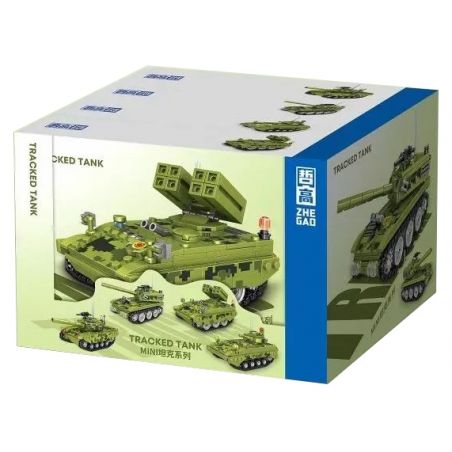 ZHEGAO QL2132 2132 non  XE TĂNG NHỎ bộ đồ chơi xếp lắp ráp ghép mô hình Military Army TRACKED TANK Quân Sự Bộ Đội 1104 khối