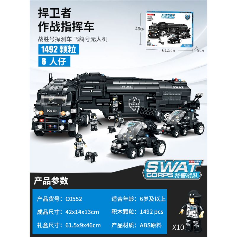 WOMA C0552 0552 non Lego XE CHỈ HUY CHIẾN ĐẤU CỦA DEFENDER bộ đồ chơi xếp lắp ráp ghép mô hình Swat Special Force SWAT CORPS Đặc Nhiệm 1492 khối