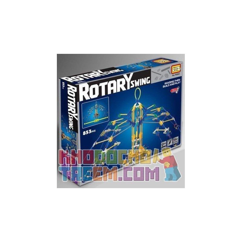 LOZ 2027 P0003 0003 Xếp hình kiểu Nanoblock LOZ ELECTRIC AMUSEMENT PARK Electric Amusement Park Rotary Giant Stride Swing đu Quay Dây Văng 8 Ghế động Cơ Pin 853 khối có động cơ pin