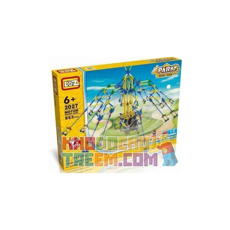 LOZ 2027 P0003 0003 Xếp hình kiểu Nanoblock LOZ ELECTRIC AMUSEMENT PARK Electric Amusement Park Rotary Giant Stride Swing đu Quay Dây Văng 8 Ghế động Cơ Pin 853 khối có động cơ pin